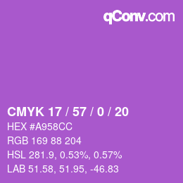 Farbcode: CMYK 17 / 57 / 0 / 20 | qconv.com