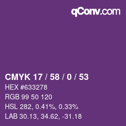 Color code: CMYK 17 / 58 / 0 / 53 | qconv.com