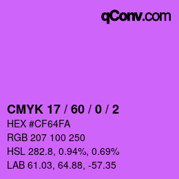 颜色代码: CMYK 17 / 60 / 0 / 2 | qconv.com
