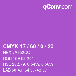 颜色代码: CMYK 17 / 60 / 0 / 20 | qconv.com