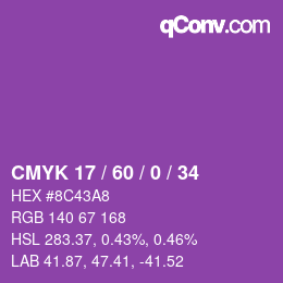 Color code: CMYK 17 / 60 / 0 / 34 | qconv.com