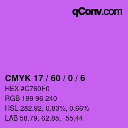 カラーコード: CMYK 17 / 60 / 0 / 6 | qconv.com