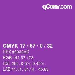颜色代码: CMYK 17 / 67 / 0 / 32 | qconv.com