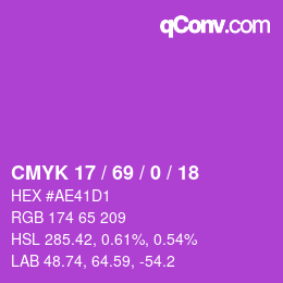 Color code: CMYK 17 / 69 / 0 / 18 | qconv.com