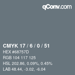 Código de color: CMYK 17 / 6 / 0 / 51 | qconv.com