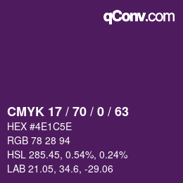 颜色代码: CMYK 17 / 70 / 0 / 63 | qconv.com