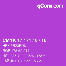 颜色代码: CMYK 17 / 71 / 0 / 16 | qconv.com