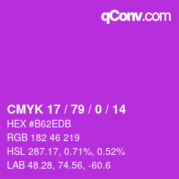 カラーコード: CMYK 17 / 79 / 0 / 14 | qconv.com
