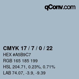 Farbcode: CMYK 17 / 7 / 0 / 22 | qconv.com