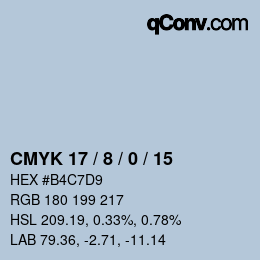 カラーコード: CMYK 17 / 8 / 0 / 15 | qconv.com