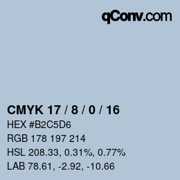 Color code: CMYK 17 / 8 / 0 / 16 | qconv.com