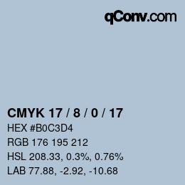 Color code: CMYK 17 / 8 / 0 / 17 | qconv.com