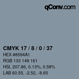カラーコード: CMYK 17 / 8 / 0 / 37 | qconv.com