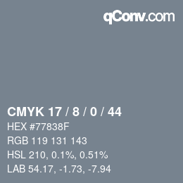 Color code: CMYK 17 / 8 / 0 / 44 | qconv.com