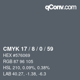 Farbcode: CMYK 17 / 8 / 0 / 59 | qconv.com