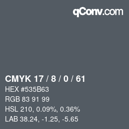 Color code: CMYK 17 / 8 / 0 / 61 | qconv.com
