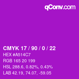 Color code: CMYK 17 / 90 / 0 / 22 | qconv.com