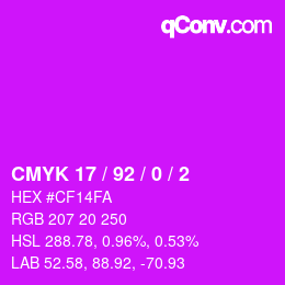カラーコード: CMYK 17 / 92 / 0 / 2 | qconv.com