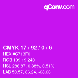 颜色代码: CMYK 17 / 92 / 0 / 6 | qconv.com