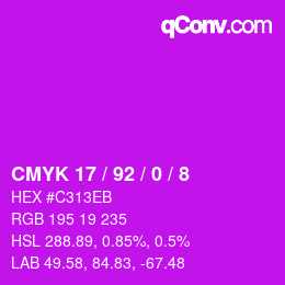 カラーコード: CMYK 17 / 92 / 0 / 8 | qconv.com