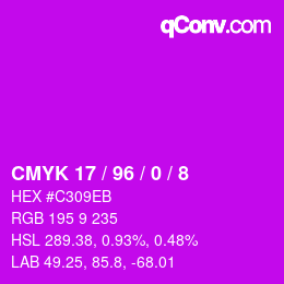 カラーコード: CMYK 17 / 96 / 0 / 8 | qconv.com