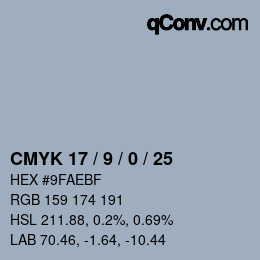 颜色代码: CMYK 17 / 9 / 0 / 25 | qconv.com