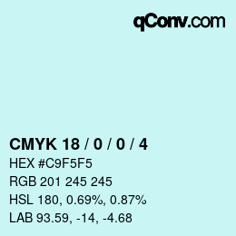 カラーコード: CMYK 18 / 0 / 0 / 4 | qconv.com