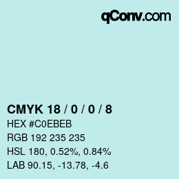 Color code: CMYK 18 / 0 / 0 / 8 | qconv.com