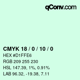 颜色代码: CMYK 18 / 0 / 10 / 0 | qconv.com