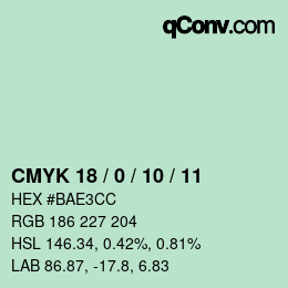 カラーコード: CMYK 18 / 0 / 10 / 11 | qconv.com