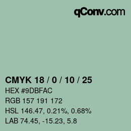 カラーコード: CMYK 18 / 0 / 10 / 25 | qconv.com