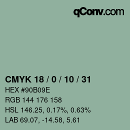 Color code: CMYK 18 / 0 / 10 / 31 | qconv.com