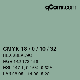 カラーコード: CMYK 18 / 0 / 10 / 32 | qconv.com