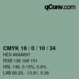 Color code: CMYK 18 / 0 / 10 / 34 | qconv.com