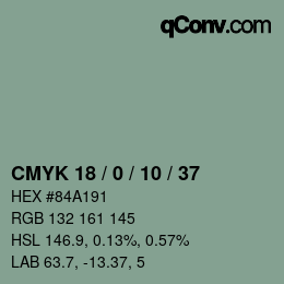 カラーコード: CMYK 18 / 0 / 10 / 37 | qconv.com