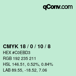 カラーコード: CMYK 18 / 0 / 10 / 8 | qconv.com