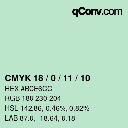 Color code: CMYK 18 / 0 / 11 / 10 | qconv.com