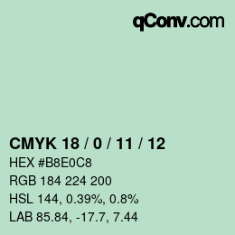 カラーコード: CMYK 18 / 0 / 11 / 12 | qconv.com