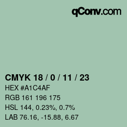 カラーコード: CMYK 18 / 0 / 11 / 23 | qconv.com