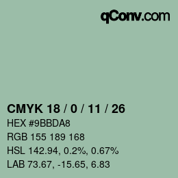 カラーコード: CMYK 18 / 0 / 11 / 26 | qconv.com