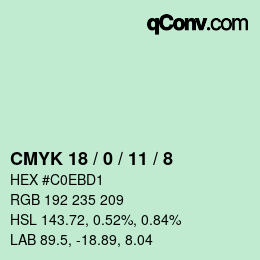 颜色代码: CMYK 18 / 0 / 11 / 8 | qconv.com