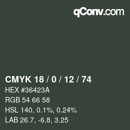 Color code: CMYK 18 / 0 / 12 / 74 | qconv.com