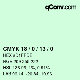 カラーコード: CMYK 18 / 0 / 13 / 0 | qconv.com