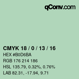 カラーコード: CMYK 18 / 0 / 13 / 16 | qconv.com