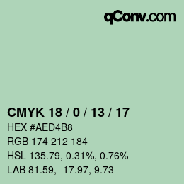 カラーコード: CMYK 18 / 0 / 13 / 17 | qconv.com