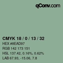 カラーコード: CMYK 18 / 0 / 13 / 32 | qconv.com