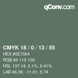 カラーコード: CMYK 18 / 0 / 13 / 55 | qconv.com