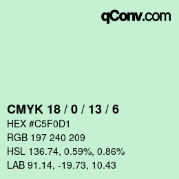 カラーコード: CMYK 18 / 0 / 13 / 6 | qconv.com