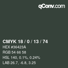 カラーコード: CMYK 18 / 0 / 13 / 74 | qconv.com