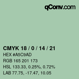 カラーコード: CMYK 18 / 0 / 14 / 21 | qconv.com